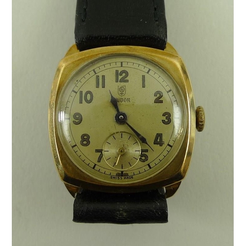 803 - A lady's vintage tank cased Tudor Rolex watch, with Arabic numerals and a further Tudor watch with c... 