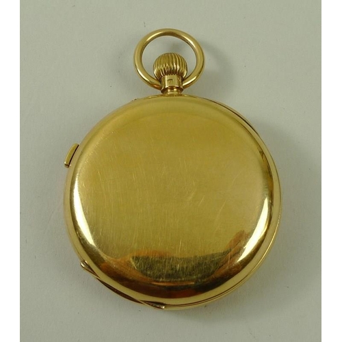 829 - An 18ct gold cased pocket watch, with blued hands and Roman numerals to the chapter ring, case Chest... 