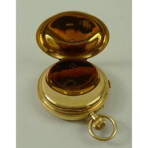 829 - An 18ct gold cased pocket watch, with blued hands and Roman numerals to the chapter ring, case Chest... 