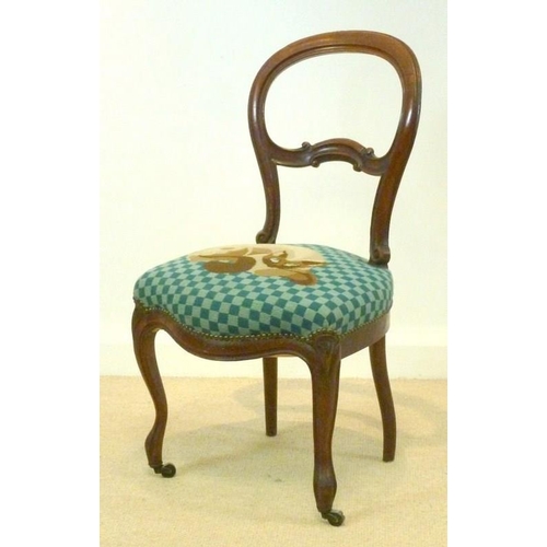 846A - A French Louis Philippe (1830-1848) balloon back dining chair, the later 1930's seat upholstered in ... 