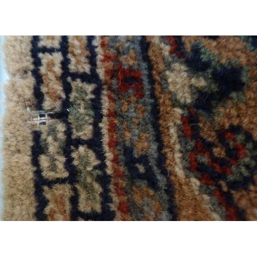 854 - A mid 20th century Axbury carpet, with open beige ground, central floral and foliate medallion, dark... 