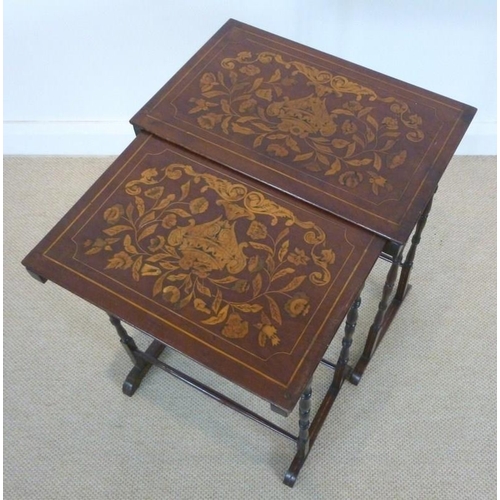 856 - A nest of two Dutch marquetry tables, 51 by 33 by 62cm high.