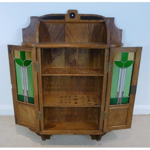 859 - An early 20th century Indian wall mounted medicine cabinet, in the English style, with glazed doors ... 