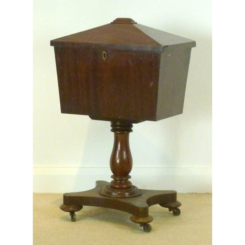 890 - A Georgian mahogany teapoy, 50 by 34 by 82cm high.