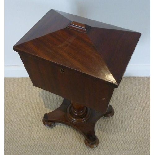 890 - A Georgian mahogany teapoy, 50 by 34 by 82cm high.