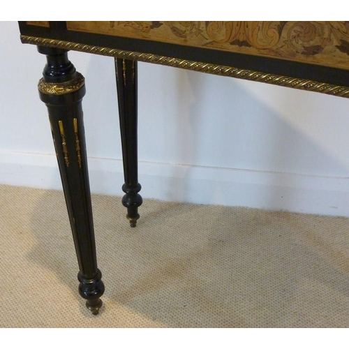 899 - A French 19th century, Louis Philippe, ebonised and ormolu mounted card table, the surface profusely... 