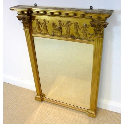 1025 - A Regency revival gilt gesso pier mirror, circa 1860, the sphere applied cavetto cornice above a fri... 