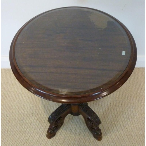 1028 - A Flemish late 19th century mahogany occasional table, circa 1890, the circular plate-glass inset to... 