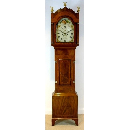 1048 - A George III mahogany long case clock, by Weare of Wincanton, the two-train movement striking on a b... 