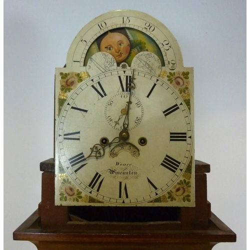 1048 - A George III mahogany long case clock, by Weare of Wincanton, the two-train movement striking on a b... 