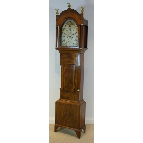 1048 - A George III mahogany long case clock, by Weare of Wincanton, the two-train movement striking on a b... 