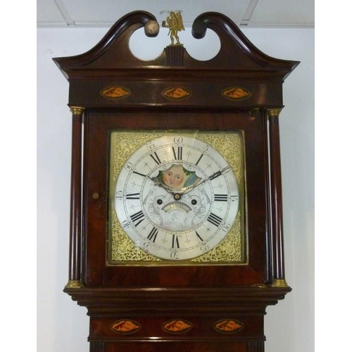 1057 - A Regency mahogany 8-day long- case clock, by Edmond Scholfield, Rochdale, circa 1820, the four pill... 