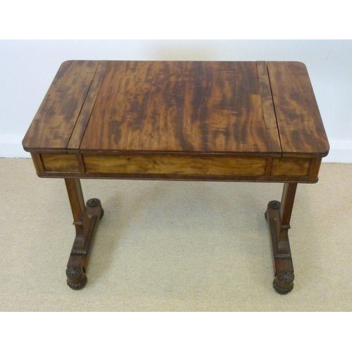 1060 - A William IV mahogany games table, circa 1830, the rounded rectangular top with a reversible games b... 