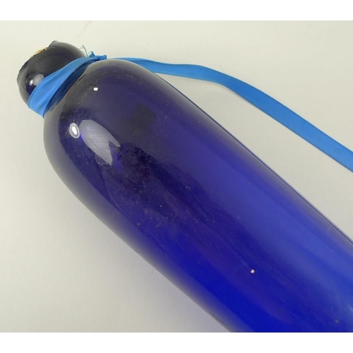 538 - A Bristol Blue glass rolling pin, 43cm long.