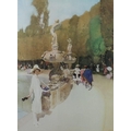 After Sir William Russell Flint, R.A., P.R.W.S. (1880-1969): a village fountain with figures, limite... 