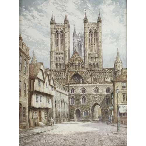 558A - Albert H. Findley (British, 1880-1975): a pair of watercolour studies of two cathedrals, one Lincoln... 