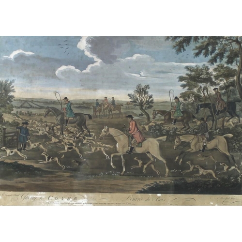 559 - Thomas Burford (1710-1774): 'Foxhunting' after James Seymour, a set of four hand coloured mezzotints... 