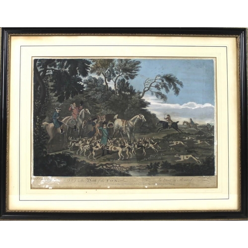 559 - Thomas Burford (1710-1774): 'Foxhunting' after James Seymour, a set of four hand coloured mezzotints... 