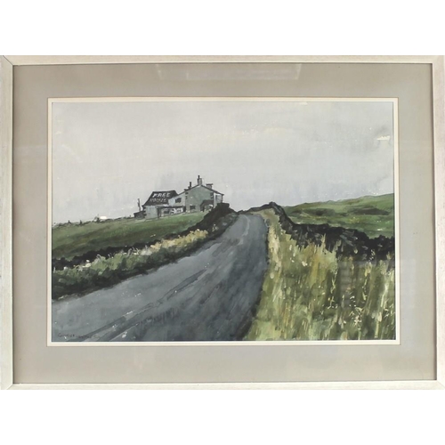 565 - Charles Whitaker (British, 20th century): Herders Inn, near Haworth, Yorkshire Moors, watercolour, s... 