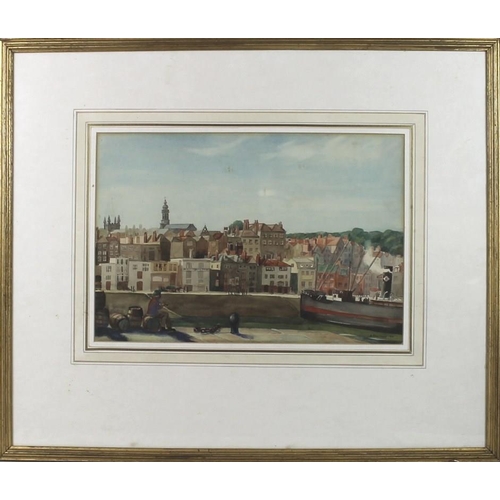 568 - Arthur Rowlands (British, 1904-2000): view of St Peter Port, Guernsey, watercolour, signed and dated... 