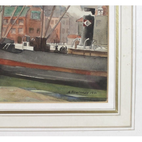 568 - Arthur Rowlands (British, 1904-2000): view of St Peter Port, Guernsey, watercolour, signed and dated... 