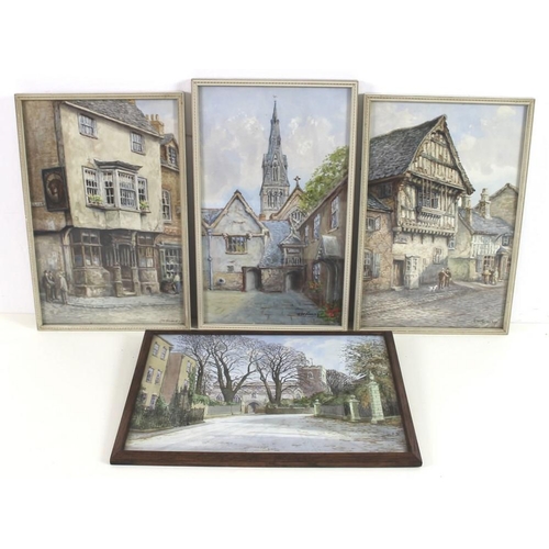 570A - Albert H. Findley (British, 1880-1975): four studies of old Leicester, including 'The Old Blue Boar ... 