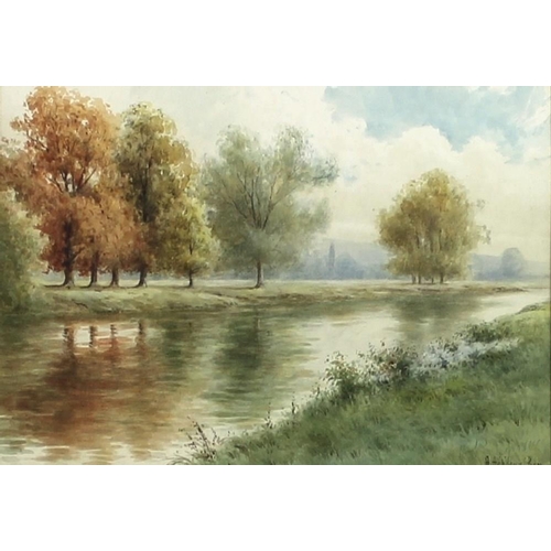 571 - Alfred Ashdown Box (British, 1879-1938): a pair of watercolours of an English riverside, one in summ... 