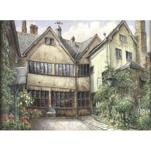 575A - Albert H. Findley (British, 1880-1975): a study of a medieval courtyard, watercolour, signed lower r... 