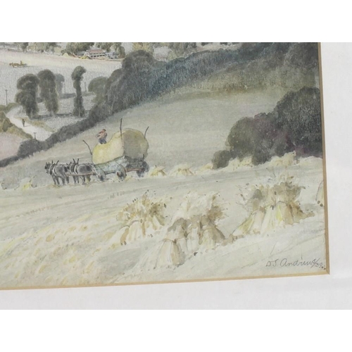 578 - Douglas Sharpus Andrews SGA (British, 1885-1944): The Yorkshire Dales, a study with hay cart in the ... 