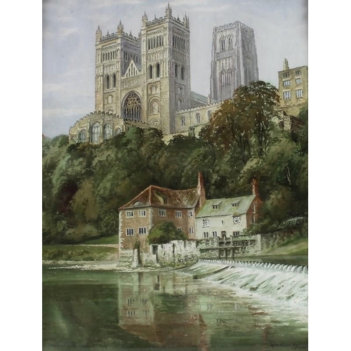 578A - Albert H. Findley (British, 1880-1975): Durham Cathedral, viewed from the river below, watercolour, ... 