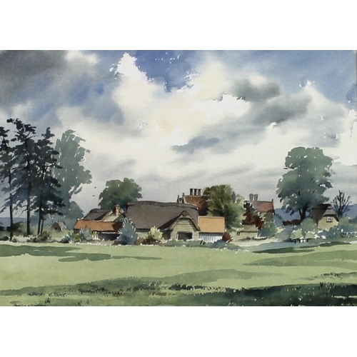 580 - Freda Ward: Wiltshire Farm, Stockton, watercolour, signed lower left, with title verso, 28 by 36cm.