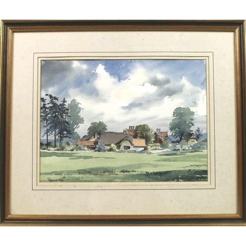 580 - Freda Ward: Wiltshire Farm, Stockton, watercolour, signed lower left, with title verso, 28 by 36cm.