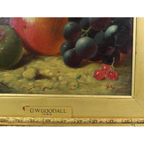 580A - G. W. Goodall (19th century): a still life study of fruit, oil on canvas, signed lower right and dat... 