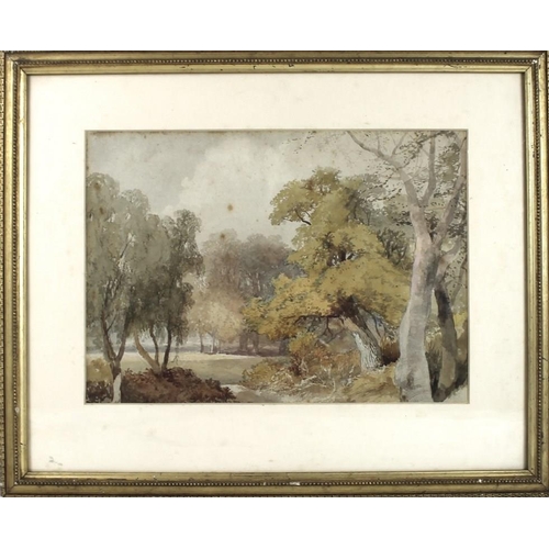 584 - General Walter Fane (British, 1828-1885): a landscape study with autumnal trees in parkland, probabl... 