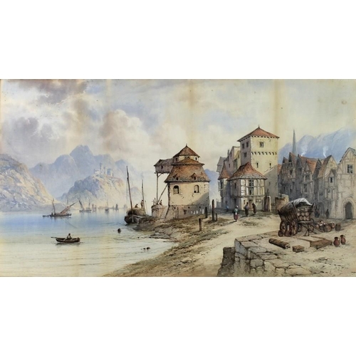 585 - Edwin St John (British, 1878-1961): 'View of an Italian Lake', dated '19, signed lower right, waterc... 