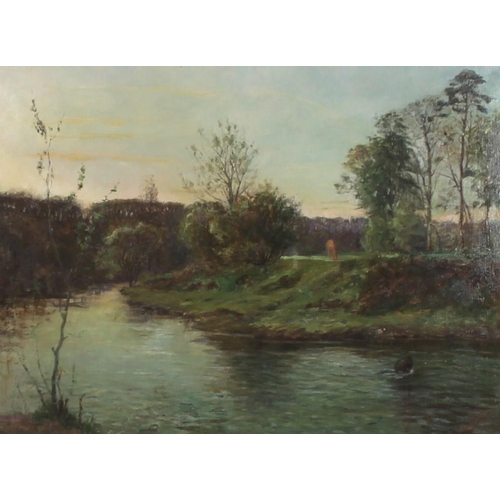 595 - R. J. Mackenzie-Grieve: 'A Spring Evening on the Torridge', oil on canvas, signed and dated April 19... 