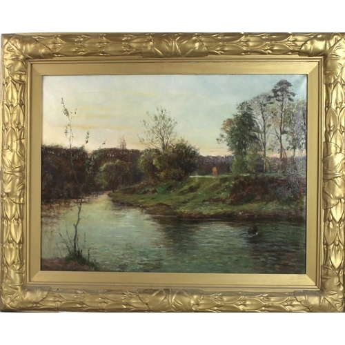 595 - R. J. Mackenzie-Grieve: 'A Spring Evening on the Torridge', oil on canvas, signed and dated April 19... 