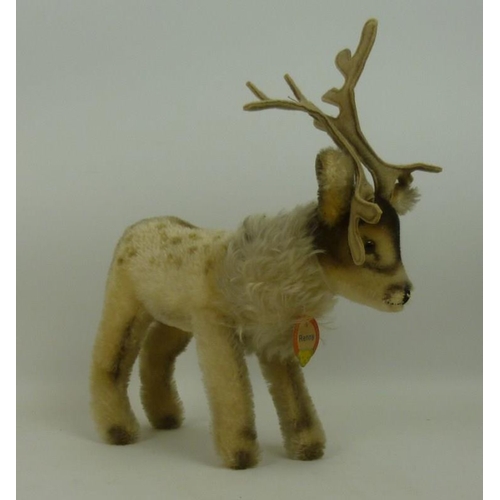 641 - A Steiff Renny Reindeer, circa 1960, mohair, glass eyes, wired antlers, original paper tag 'Steiff-O... 