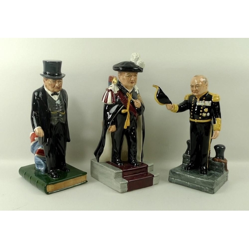 673 - A group of three Manor Limited Editions figures of Winston Churchill, comprising Knight of the Garte... 