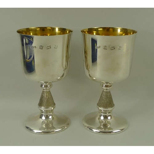 681 - A pair of silver commemorative Winston Churchill goblets, for Churchill's Centenary 1874-1974, with ... 