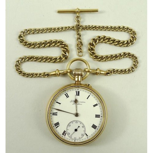 692 - A Victorian 18ct gold cased gentleman's open faced pocket watch, J. W. Benson, London, keyless wind,... 
