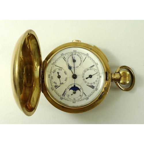 702 - A late Victorian 18ct gold pocket chronometer watch, by R. C. Oldfield, Liverpool, with astronomical... 