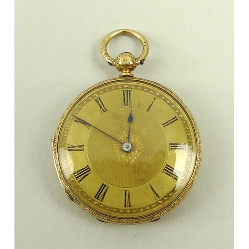 712 - A Victorian 18ct gold cased lady's open faced pocket watch, by Charles Frodsham, key wind, with Roma... 