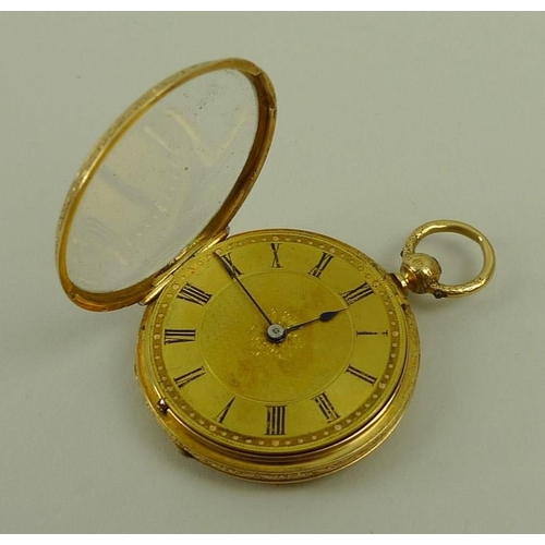 712 - A Victorian 18ct gold cased lady's open faced pocket watch, by Charles Frodsham, key wind, with Roma... 