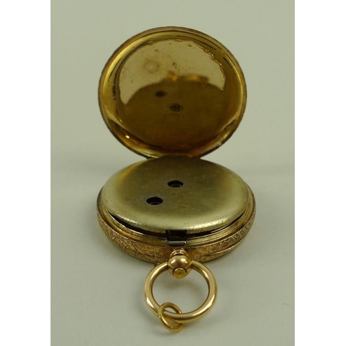 715 - A lady's 14ct gold cased pocket watch, signed J. G. Graves, Sheffield, key wind, with Roman numerals... 