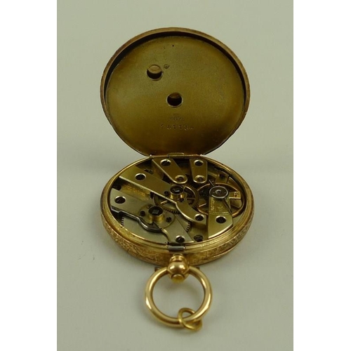 715 - A lady's 14ct gold cased pocket watch, signed J. G. Graves, Sheffield, key wind, with Roman numerals... 