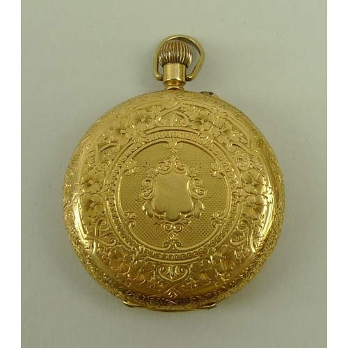 718 - A Victorian 18ct gold cased lady's open faced pocket watch, keyless wind, with Roman numerals to the... 