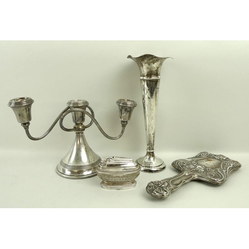 725 - A silver trumpet vase with flared rim and weighted base, Birmingham 1902, makers mark indistinct, 25... 