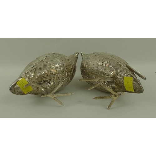 744 - A pair of silver partridges, London 1968, 16toz, 12cm.