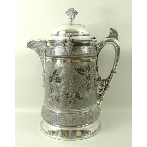 751 - An American Aesthetic silver plated hot water jug or pitcher, by Reed and Barton, circa 1870, of lar... 